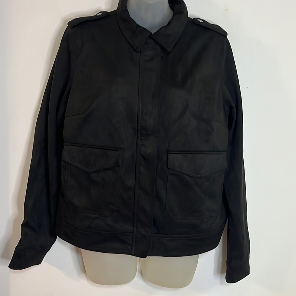 Kut from the Kloth Alena Black Faux Suede Jacket L NWT
